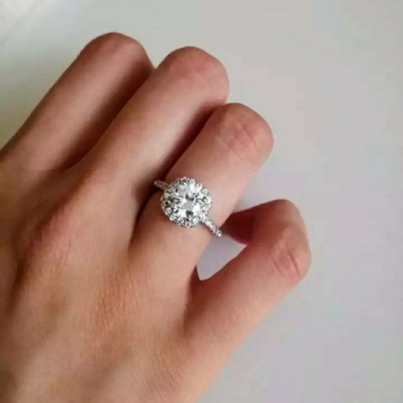 Jewelry - NWT NEW! Square Halo Ring 925 Sterling silver square halo with a round cubic zir